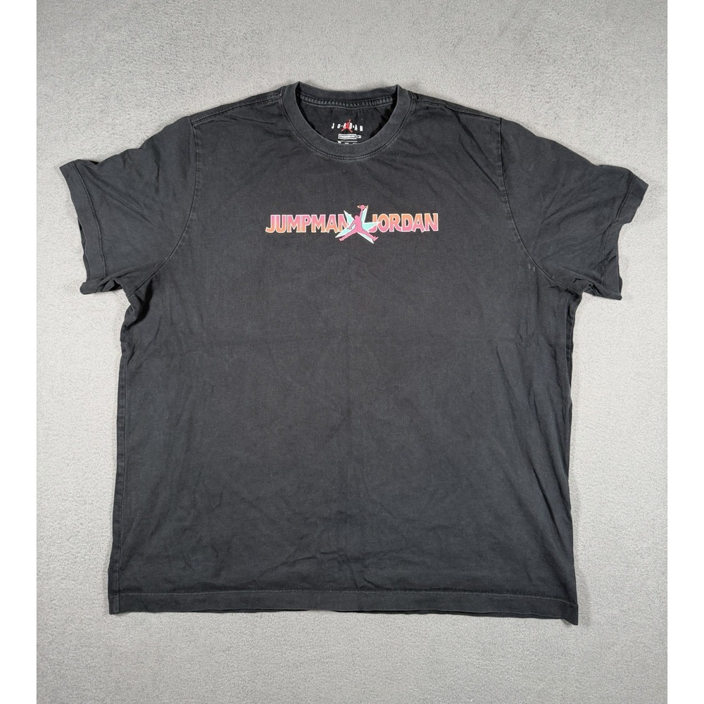 Nike Air Jordan T Shirt XXL Black Jumpman Graphic Spell Out Men Tee Short Sleeve